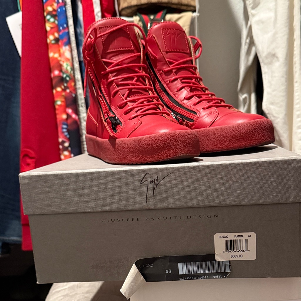 Giuseppe Zanotti Bold Red High-Top Sneakers